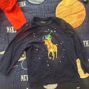 Polo by Ralph Lauren Kids Navy Long Sleeve with Reindeer Design